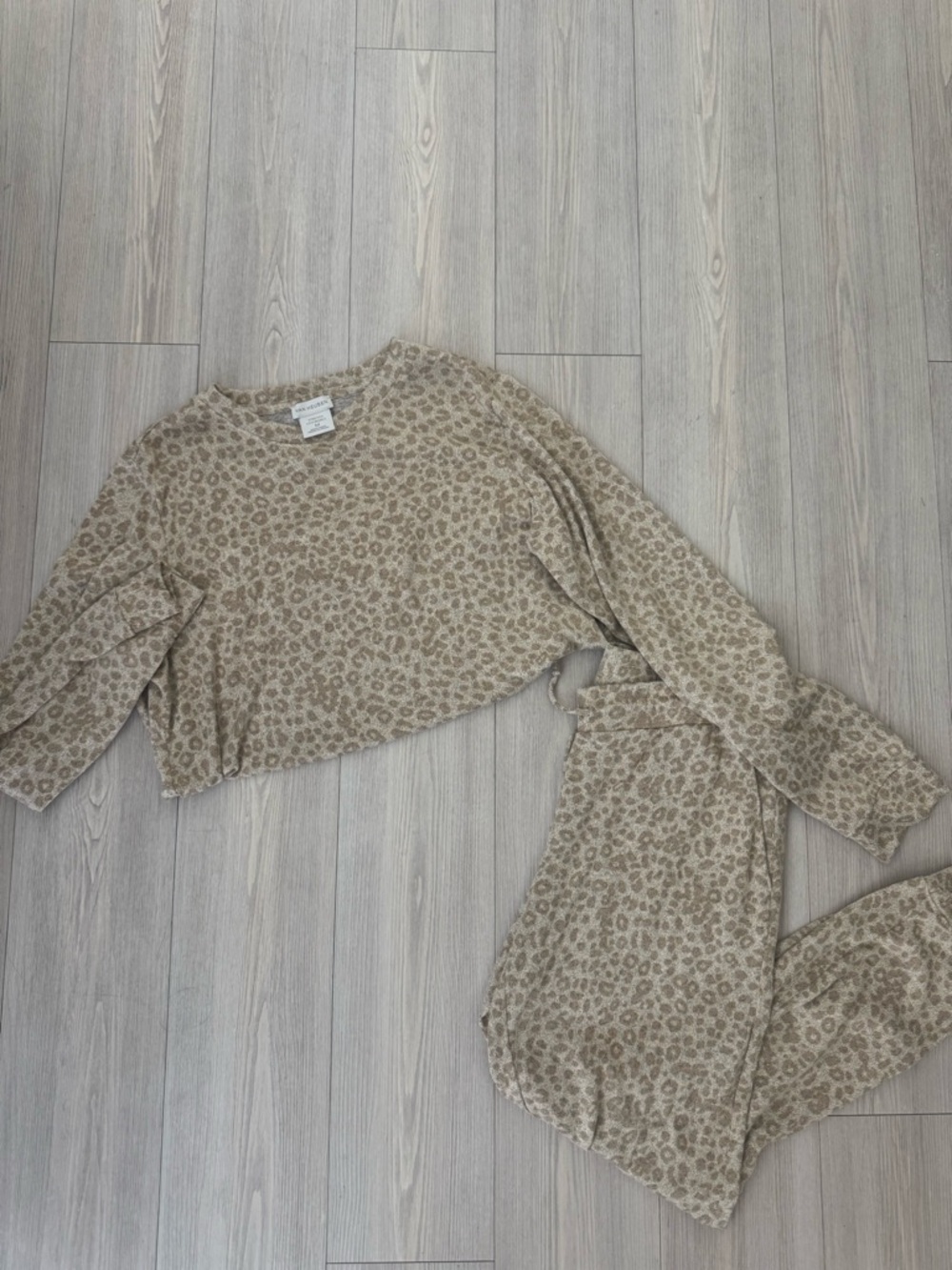 Cozy Beige Leopard Print Pajama Set